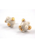 BO PUCES "PEARL-CELAIN" BLANC ET OR 